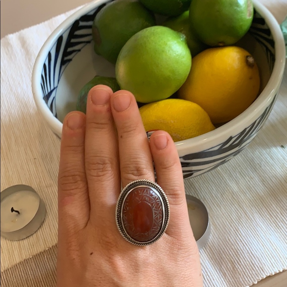 Large crescent unique ring sz 6